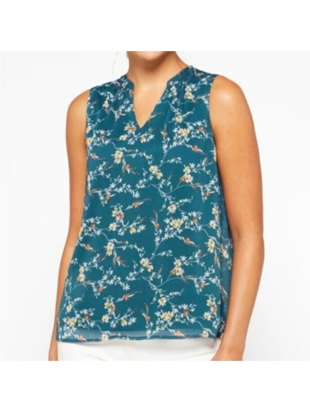 Papermoon NWT Women's Teal Floral Annie Sleeveless Blouse Size XS